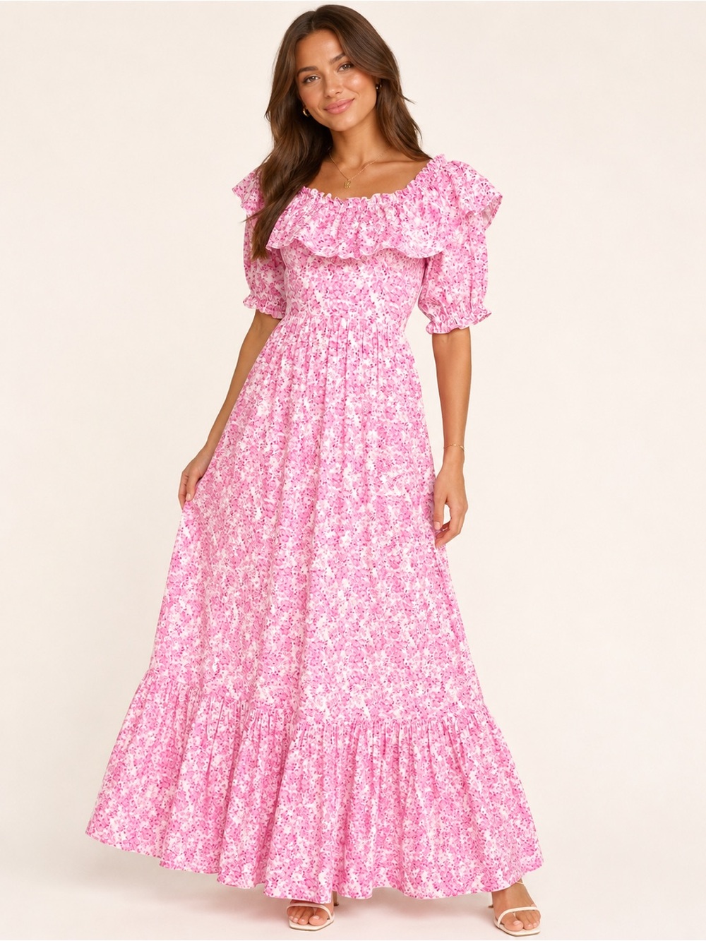 LoveShackFancy Tara Dress Pink Berry Fields Floral Maxi Pockets NWT Sz 2